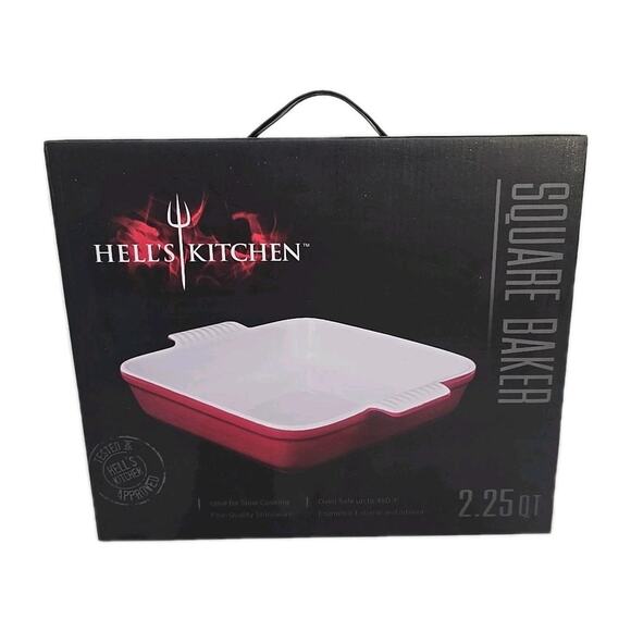 HELL'S KITCHEN Rectangular Baker 2.25 Qt - Red Exterior New in Box VSA - Picture 4 of 7